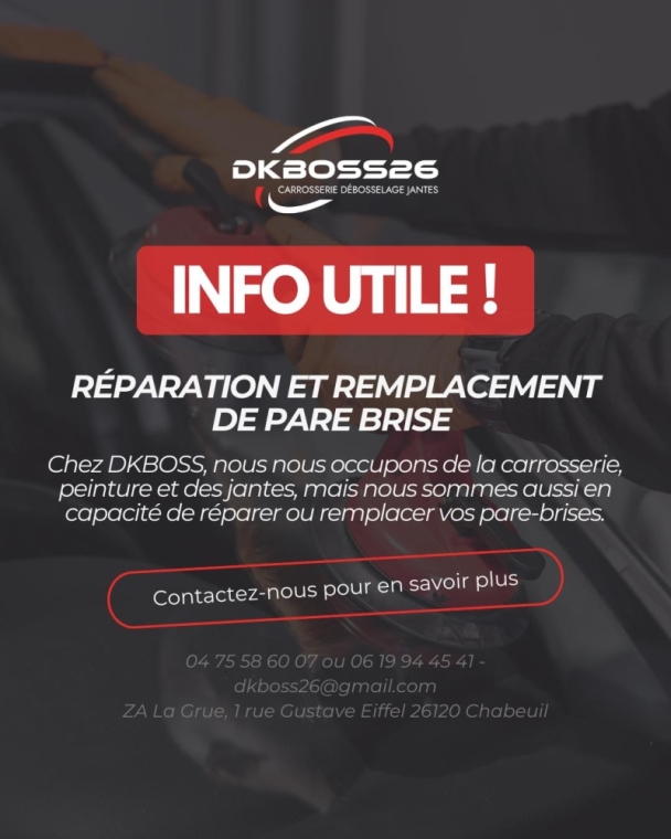 Réparation et remplacement de pare-brise vers Chabeuil, Chabeuil, DKBOSS26